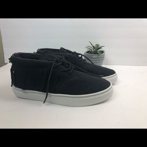Clear weather high top black shoes
